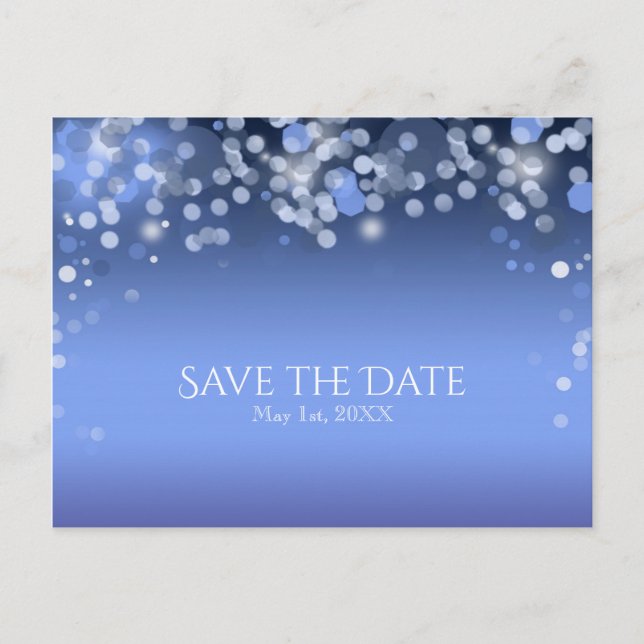 Postal De Anuncios Luces Azules Invernal Boda de Invierno Save the Da (Anverso)