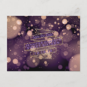 Postal De Anuncios Luces Bokeh Salvan la Fecha Fiesta de Cumpleaños E