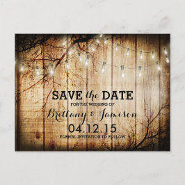 Postal De Anuncios Luces de Cadena Árbol Vintage Madera de Granero Gu