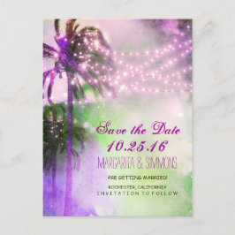 Postal De Anuncios luces de cadena de palmeras en la playa guardar la