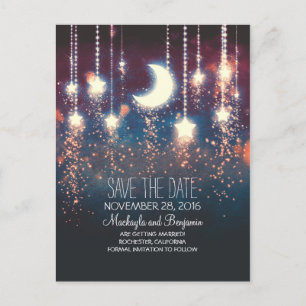Postal De Anuncios luces de cadena estrellas de luna románticas guard