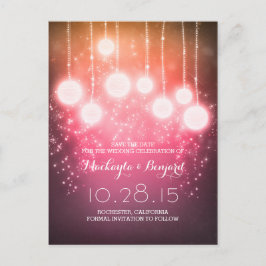 Postal De Anuncios luces de cadena linternas púrpura guardar la fecha