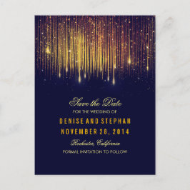 Postal De Anuncios luces de cadena oro confetti navy guardar la fecha