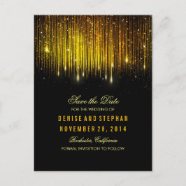 Postal De Anuncios luces de cadena oro confetti negro guardar la fech