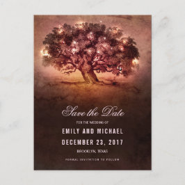 Postal De Anuncios Luces de cuerda árbol de roble antiguo rústico gua