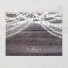 Postal De Anuncios Luces de cuerda blancas y madera rústica para guar