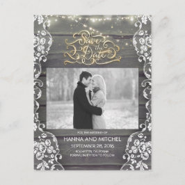 Postal De Anuncios Luces de Cuerda de Madera de Encaje Rústico Foto G