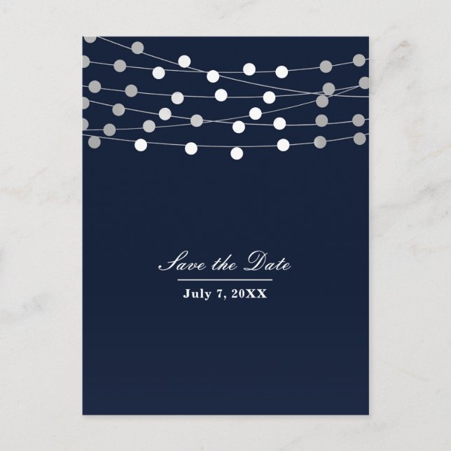 Postal De Anuncios Luces de Cuerda de Marina Azules Chic Moderno Guar (Anverso)