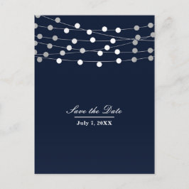 Postal De Anuncios Luces de Cuerda de Marina Azules Modernas Chic par