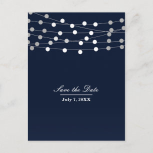 Postal De Anuncios Luces de Cuerda de Marina Azules Modernas Chic par