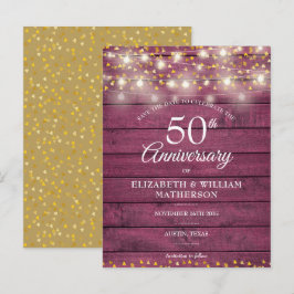 Postal De Anuncios Luces de Cuerda del 50 Aniversario Guarda la Fecha