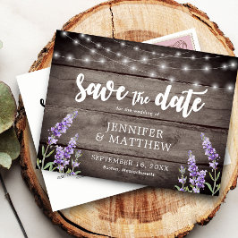 Postal De Anuncios Luces de Cuerda Rústicas Flores Boda Guardar la Fe