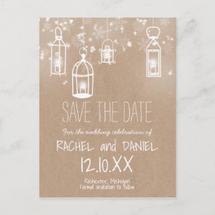 Postal De Anuncios Luces de invierno kraft save the date