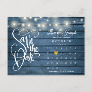 Postal De Anuncios Luces de madera azul Calendario Código QR Guardar 