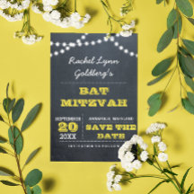 Luces de Pizarra Bat Mitzvah Dorado Salva la Fecha