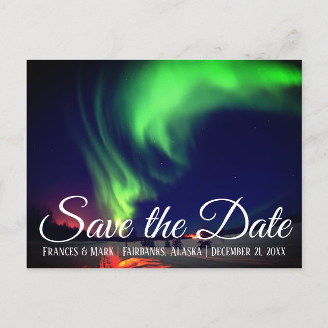 Postal De Anuncios Luces del Norte de Alaska, guardar la fecha (Anverso)
