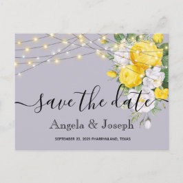 Postal De Anuncios Luces Floral Amarilla Salven la fecha