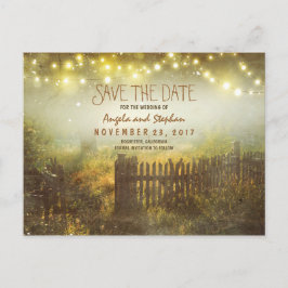 Postal De Anuncios luces románticas de noche rústico salven la fecha