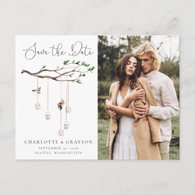 Postal De Anuncios Luces rusticas de los bosques acuarelas salvan la  (Anverso)