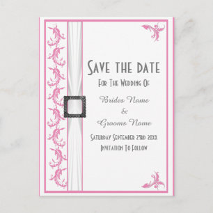 Postal De Anuncios Lugar blanco rosa pastel pálido salva la fecha