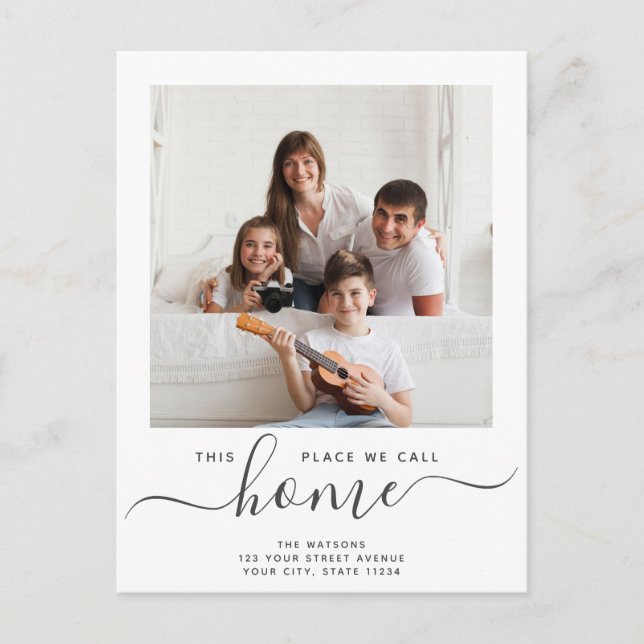 Postal De Anuncios Lugar que llamamos Hogar Script Moderno Simple en  (Anverso)