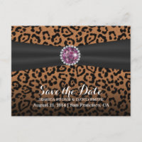 Lujo Diamante Gems Leopard Print Save the Date