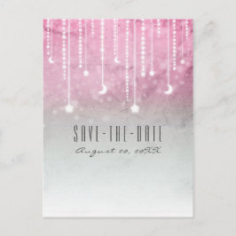 Postal De Anuncios Luna Estrellas Celestiales Gris Rosa Blanco Salva 