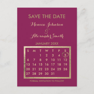 Postal De Anuncios Luxury Burgundy Gold Calendar Save the Date