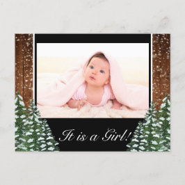 Postal De Anuncios Madera nevada negra y bebé boscoso