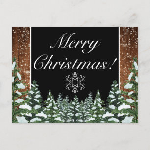 Postal De Anuncios Madera nevada negra y el saludo navideño del ferry