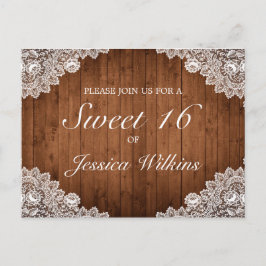 Postal De Anuncios Madera Rústica y Encaje Blanco Dulces 16