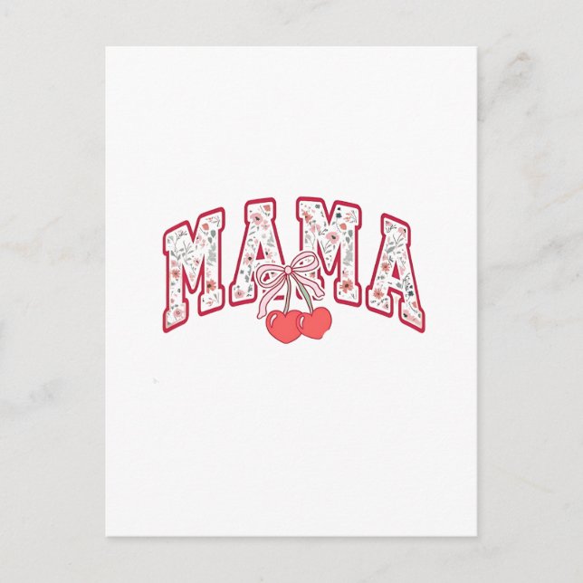 Postal De Anuncios Mama es 2025 Día de la Madre Coquette lazo (Anverso)
