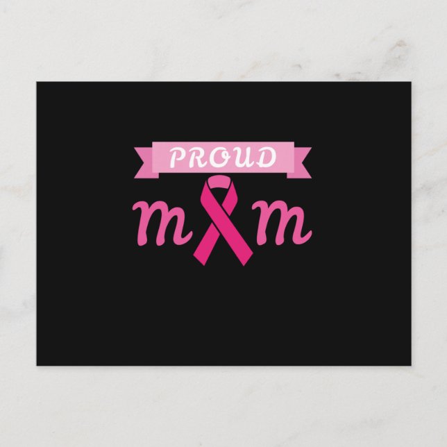 Postal De Anuncios Mamá Orgullosa Cinta Rosa Conciencia del Cáncer de (Anverso)