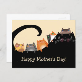 Postal De Anuncios Mamá y gatitos