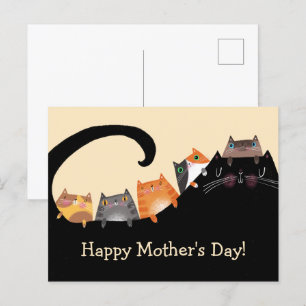 Postal De Anuncios Mamá y gatitos