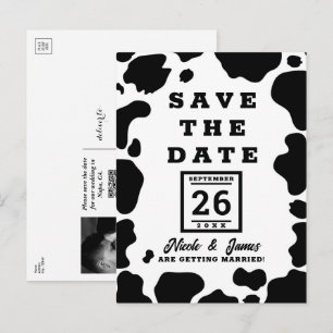 Postal De Anuncios Mancha de Vaca Estampado Negro y Blanco Save the D