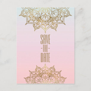 Postal De Anuncios Mandalá Dorado Rosa Melocotón Elegante Chic Salva 