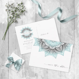 Postal De Anuncios Mandala Lace Save the Date Lt. Blue ID968