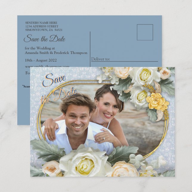 Postal De Anuncios Mandalas azul claro, rosa y blanco (Anverso / Reverso)