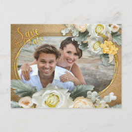 Postal De Anuncios Mandalas in Gold, marco fotográfico de rosas blanc