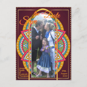 Postal De Anuncios Mandalas sobre fondo granate