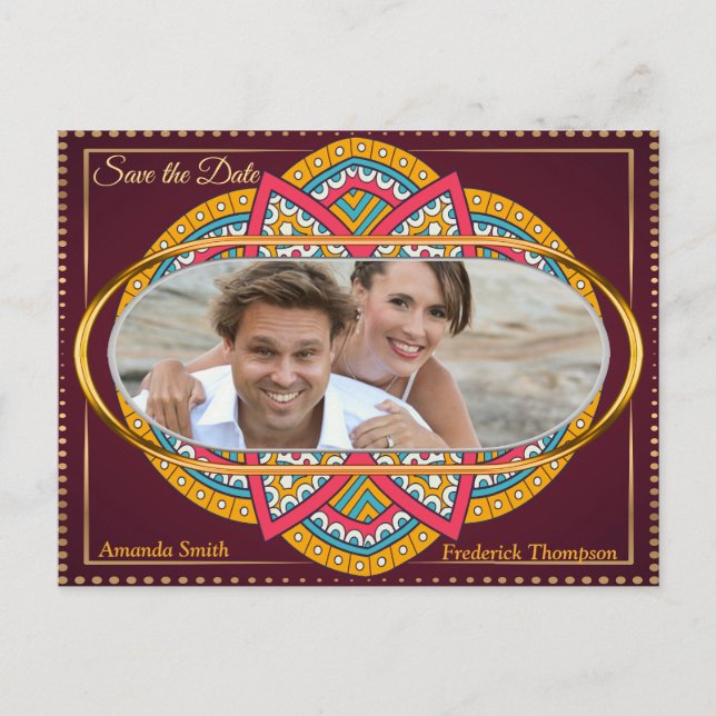 Postal De Anuncios Mandalas sobre un fondo granate (Anverso)