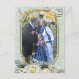 Postal De Anuncios Mandalas verdes, amarillas y blancas sin foco