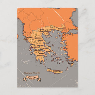 Postal De Anuncios Mapa antiguo de condados de Grecia