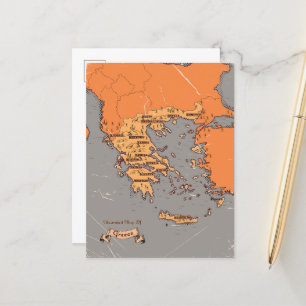 Postal De Anuncios Mapa antiguo de condados de Grecia