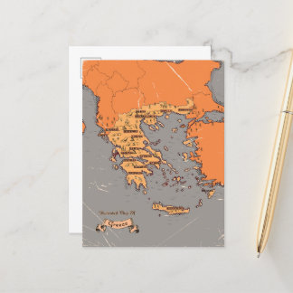 Postal De Anuncios Mapa antiguo de condados de Grecia