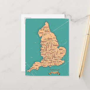 Postal De Anuncios Mapa antiguo de condados de Inglaterra