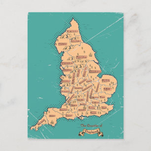 Postal De Anuncios Mapa antiguo de condados de Inglaterra