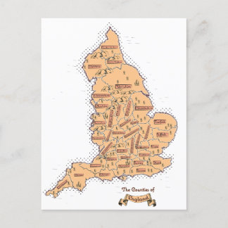 Postal De Anuncios Mapa antiguo de condados de Inglaterra