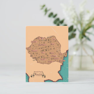 Postal De Anuncios Mapa antiguo de condados de Rumania